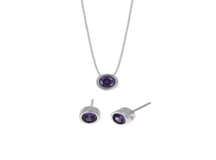 SET DE COLLAR Y ARETES BICEL PLATA 925 - 1
