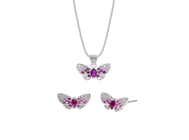 SET DE COLLAR Y ARETES MARIPOSAS PLATA 925 - 1