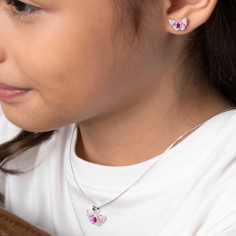 SET DE COLLAR Y ARETES MARIPOSAS PLATA 925 - 2