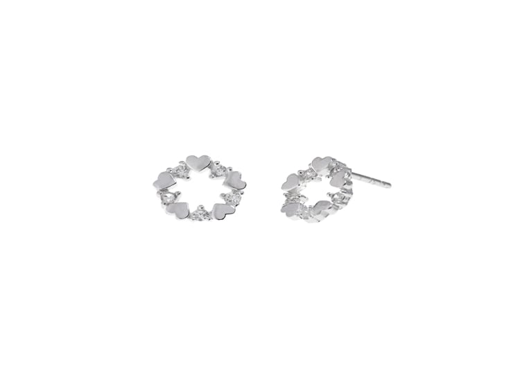 ARETES CORAZONES CIRCULAR PLATA 925 - 1