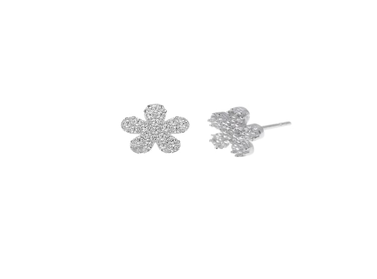 ARETES FLOR CZ PLATA 925 - 1