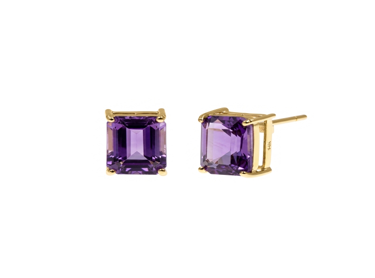 ARETES AMATISTA FIJO ORO 18K - 1