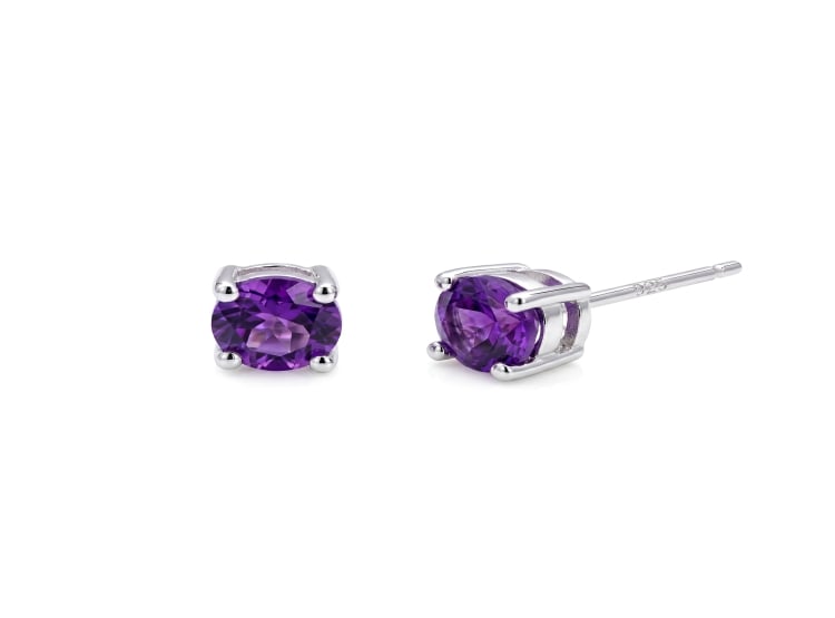 ARETES AMATISTA REDONDO PLATA 925 - 1
