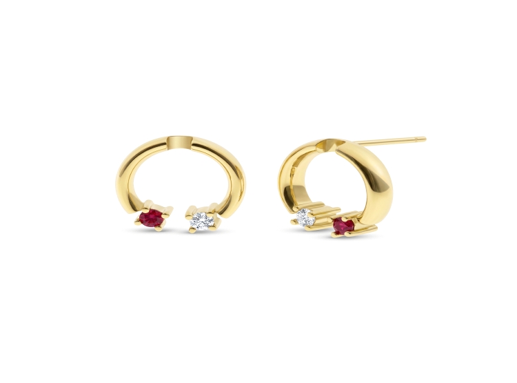 ARETES RUBÍ LEGADO ORO 18K Y BRILLANTES - 1