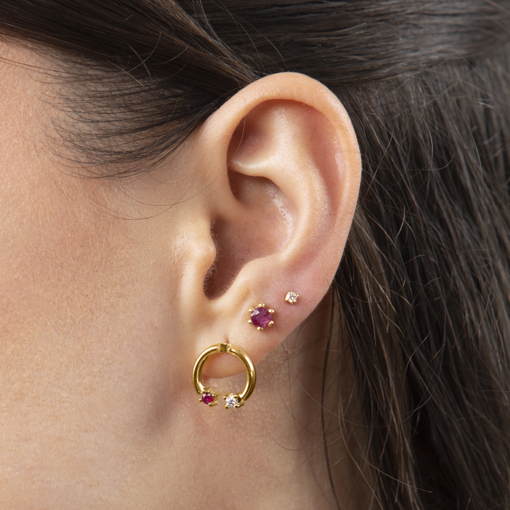 ARETES RUBÍ LEGADO ORO 18K Y BRILLANTES - 2