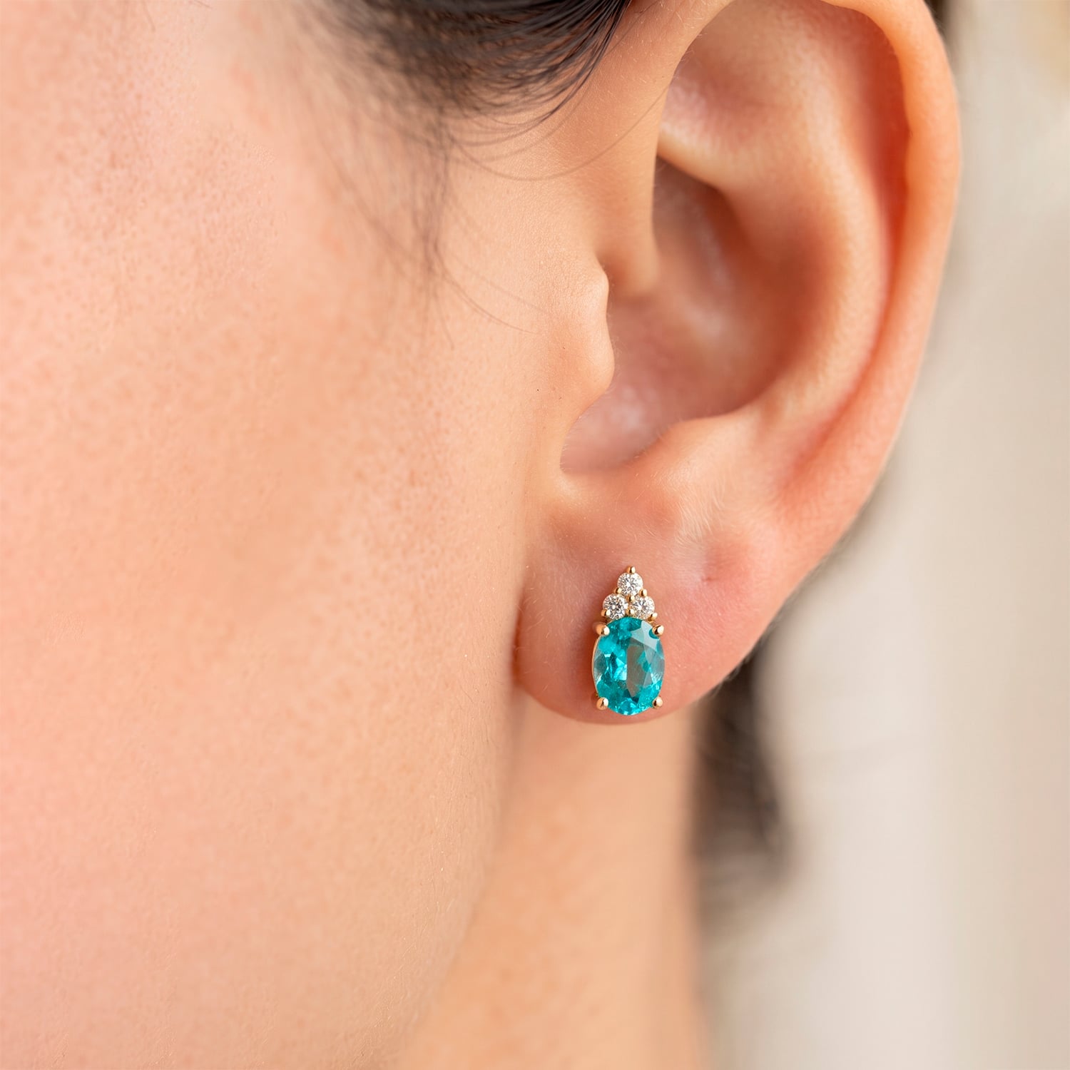 ARETES APETITE OVAL ORO 18K Y BRILLANTES - 2