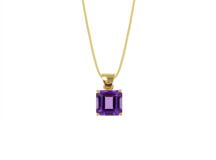 COLLAR AMATISTA OCTOGONAL ORO 18K - 1