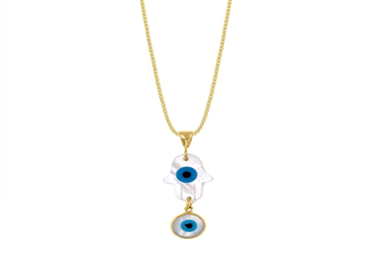 COLLAR MANO PODEROSA OJO TURCO ORO18K - 1