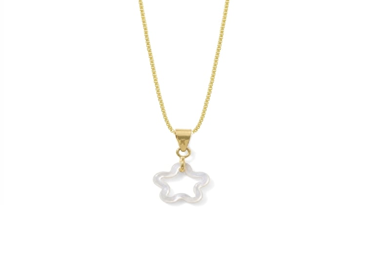 COLLAR MADRE PERLA FLOR ORO 18K - 1