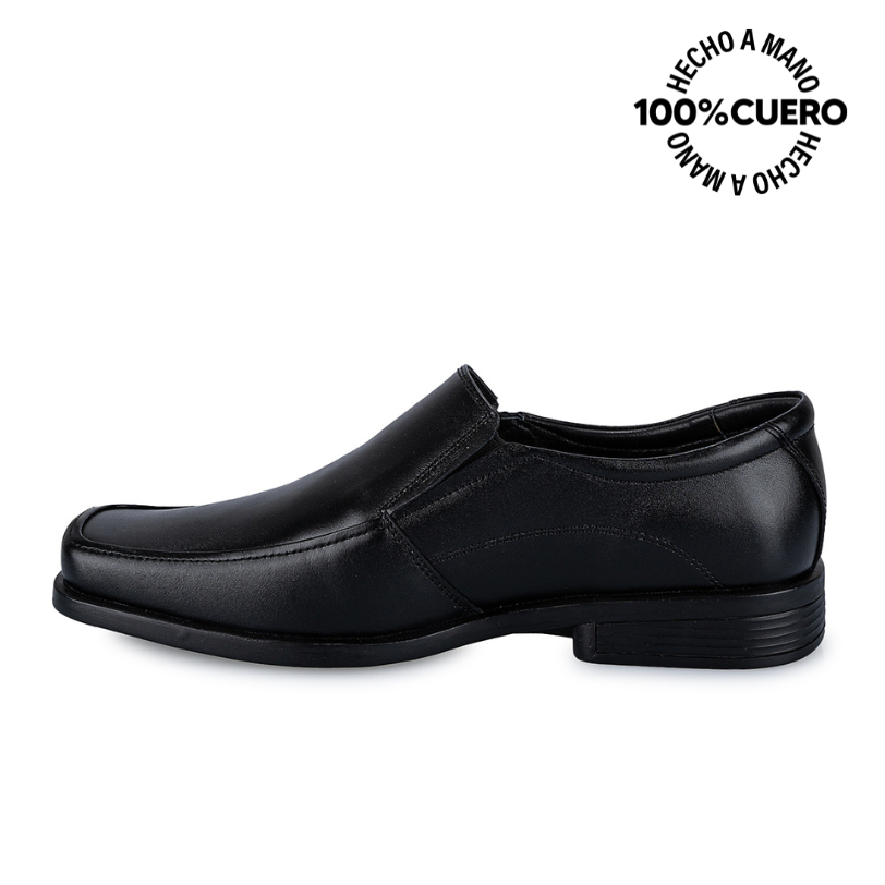 ZAPATOS ESCOLARES HOMBRE VIALE CUERO NEGRO LUIS-008-C MOCASÍN CASUAL - 2