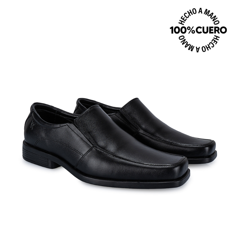 ZAPATOS ESCOLARES HOMBRE VIALE CUERO NEGRO LUIS-008-C MOCASÍN CASUAL - 4