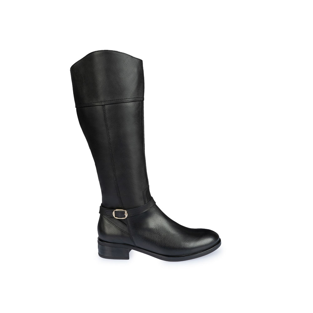 Botas Altas de Cuero Original para Mujer Color Negro Q34T6205 main image 1