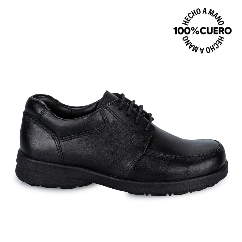 ZAPATO ESCOLAR DERBY CASUAL PEPE-008 K NEGRO RABBIT CUERO - 1