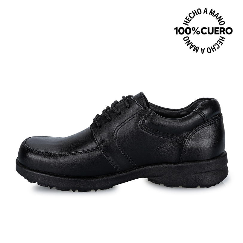 ZAPATO ESCOLAR DERBY CASUAL PEPE-008 K NEGRO RABBIT CUERO - 2