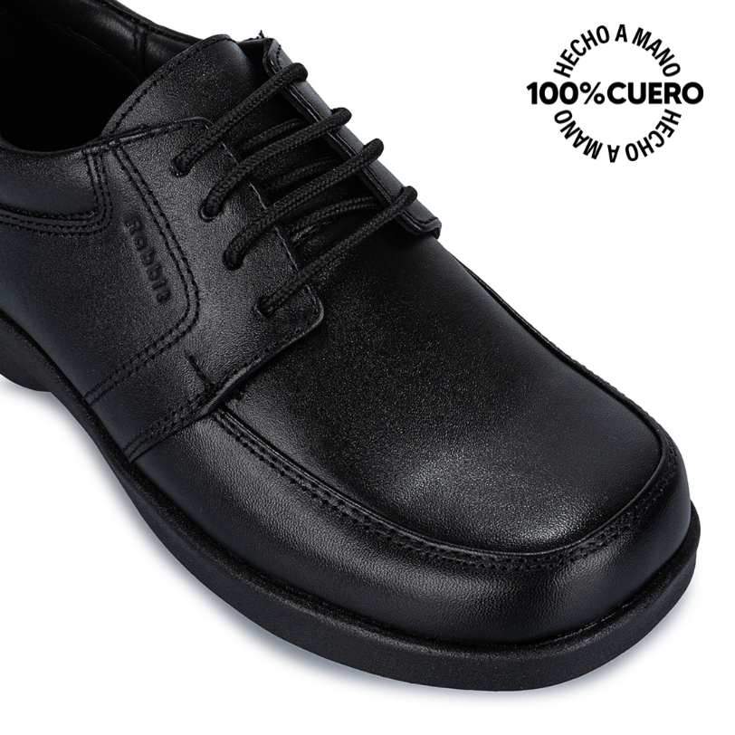ZAPATO ESCOLAR DERBY CASUAL PEPE-008 K NEGRO RABBIT CUERO - 3