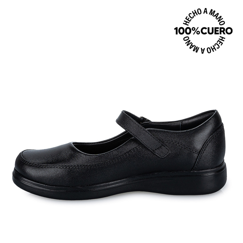ZAPATOS ESCOLARES NIÑA VIALE CUERO NEGRO MANA-057 BALLERINA CASUAL RABBIT - 2