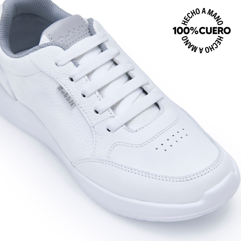 ZAPATILLAS ESCOLARES NIÑA VIALE CUERO BLANCO ALEX-053 T CASUAL RABBIT - 3