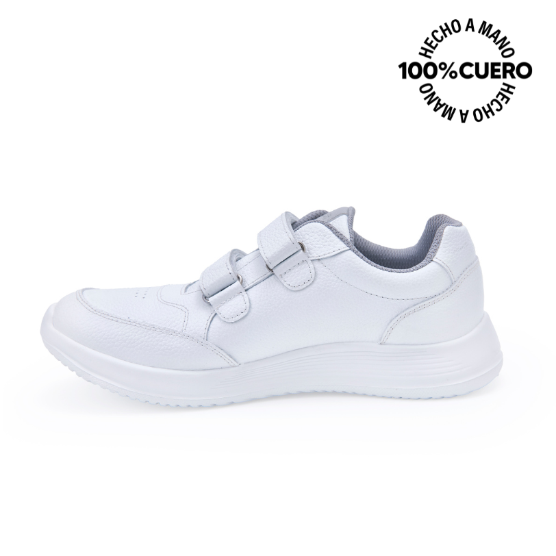 ZAPATILLAS ESCOLARES UNISEX VIALE CUERO BLANCO ALEX-056 CASUAL RABBIT - 2