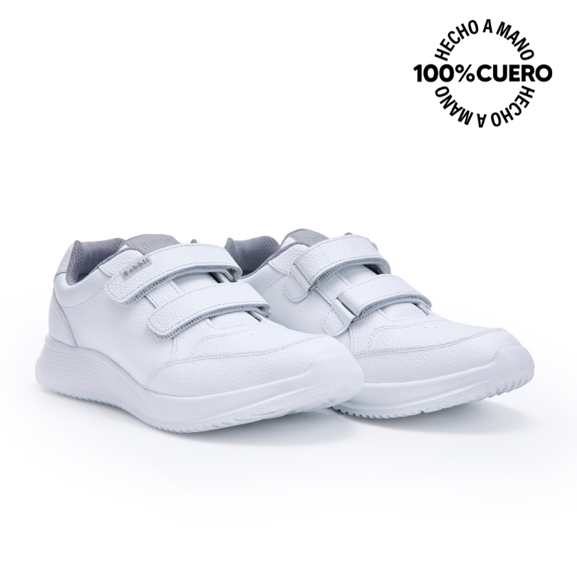 ZAPATILLAS ESCOLARES UNISEX VIALE CUERO BLANCO ALEX-056 CASUAL RABBIT - 4