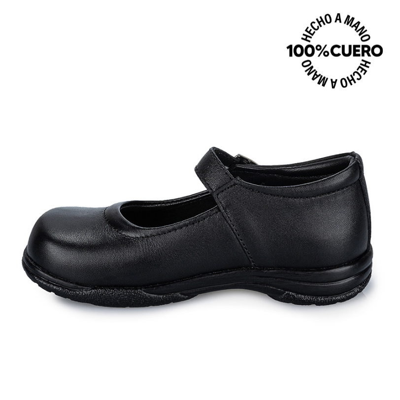 ZAPATOS ESCOLARES NIÑA RABBIT CUERO NEGRO ANGELA-009 REINA CASUAL - 2