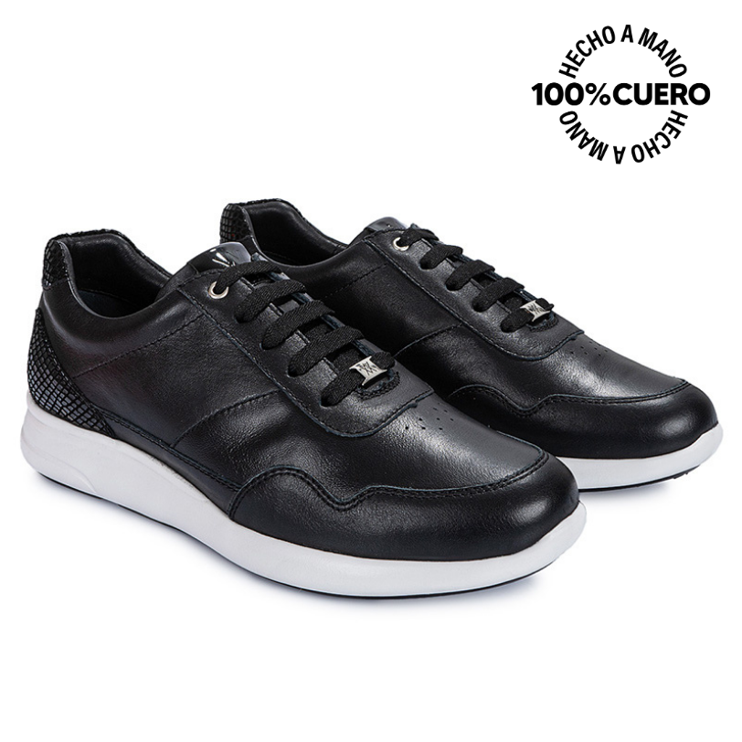 ZAPATILLA  CASUAL ALE-2454 NEGRO VIALE CUERO - 4