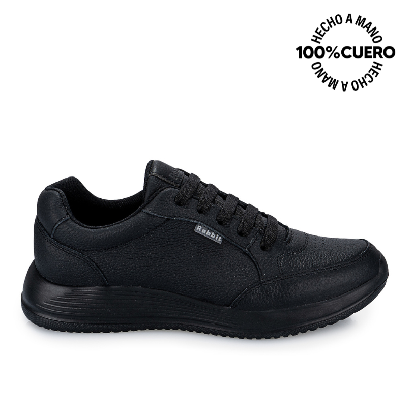 ZAPATILLA ESCOLAR CASUAL ALEX-053 T NEGRO RABBIT CUERO - 1