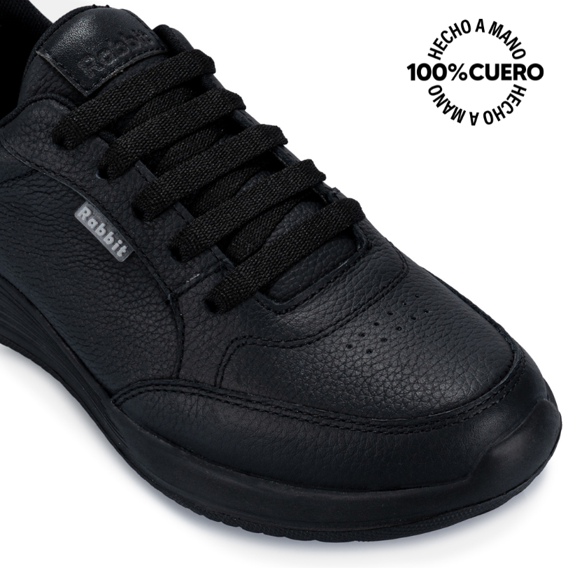 ZAPATILLA ESCOLAR CASUAL ALEX-053 T NEGRO RABBIT CUERO - 3