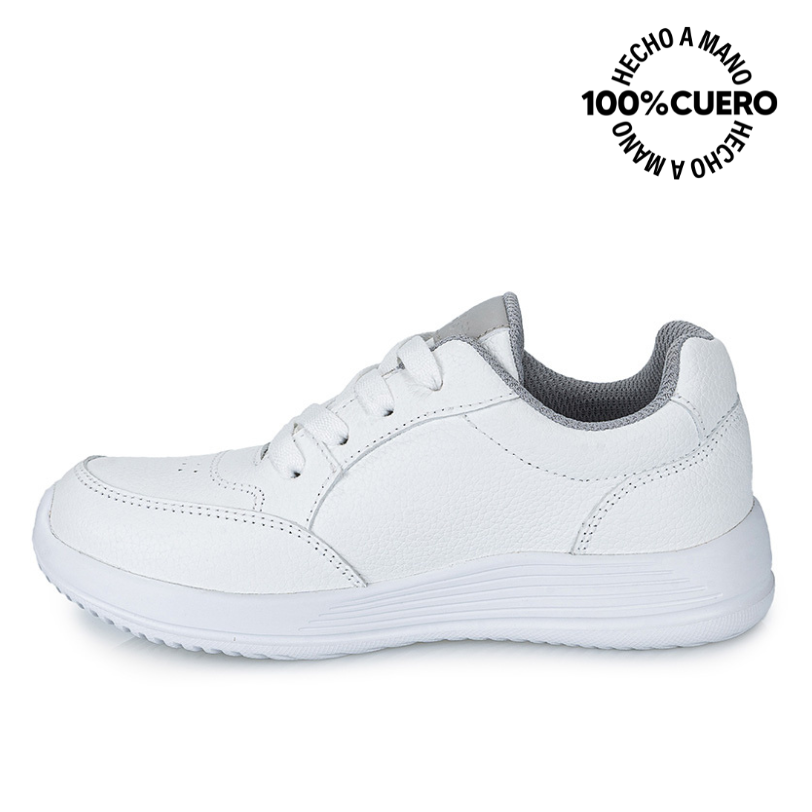 ZAPATILLAS ESCOLARES UNISEX RABBIT CUERO BLANCO ALEX-053 K CASUAL - 2