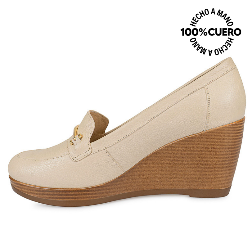 MOCASINES MUJER VIALE CUERO VAINILLA LINDA-2420 CASUAL - 2