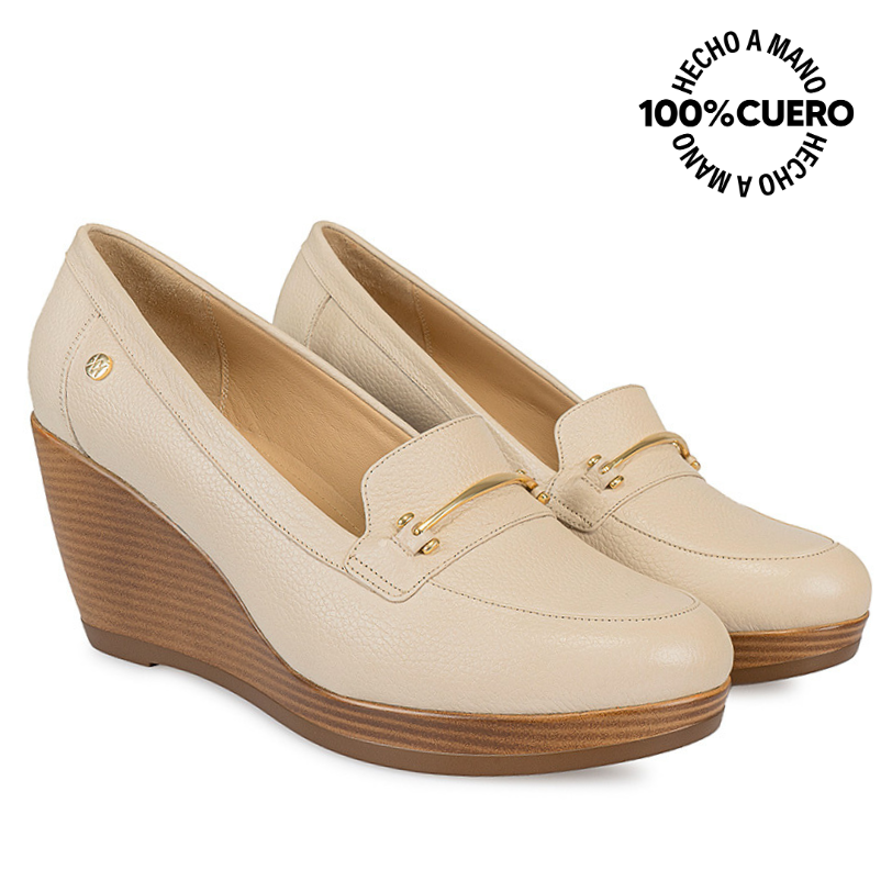 MOCASINES MUJER VIALE CUERO VAINILLA LINDA-2420 CASUAL - 4
