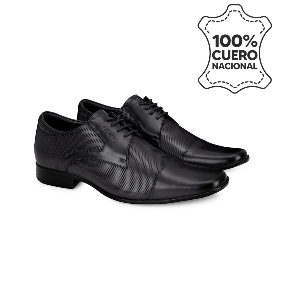 ZAPATOS DE VESTIR HOMBRE CALIMOD CUERO NEGRO VEM-002 DERBY - 4