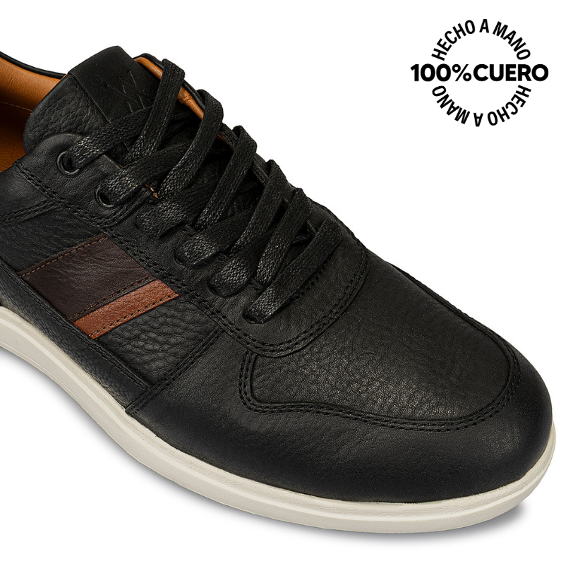 ZAPATILLA CASUAL RICARDO-031 NEGRO VIALE HOMME CUERO - 3