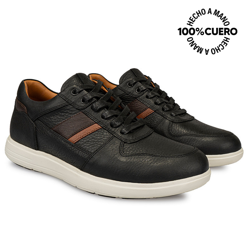 ZAPATILLA CASUAL RICARDO-031 NEGRO VIALE HOMME CUERO - 4