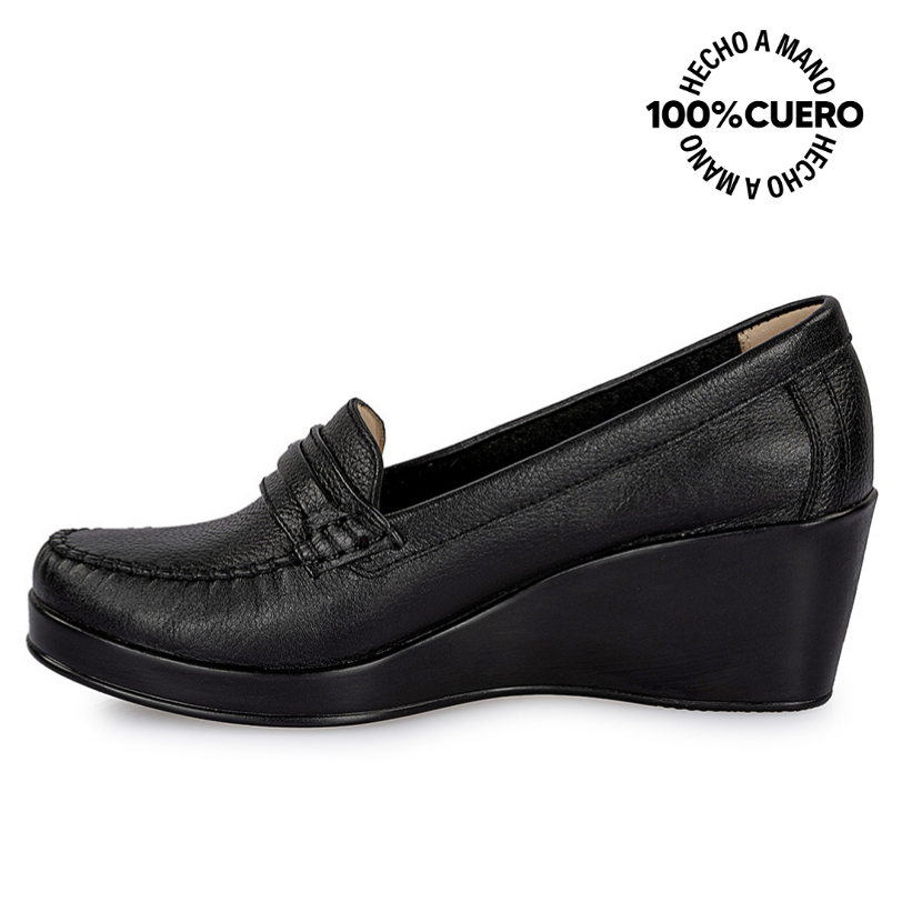 MOCASINES MUJER VIALE CUERO NEGRO DOM-2401 CASUAL - 2