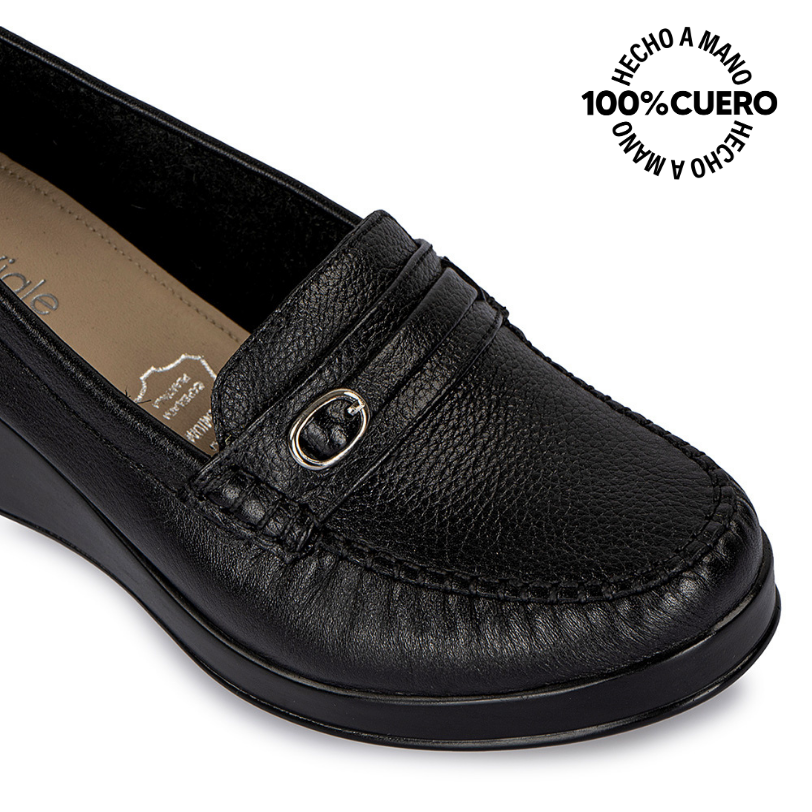 MOCASINES MUJER VIALE CUERO NEGRO DOM-2401 CASUAL - 3
