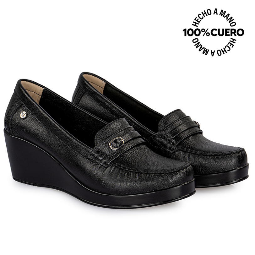 MOCASINES MUJER VIALE CUERO NEGRO DOM-2401 CASUAL - 4