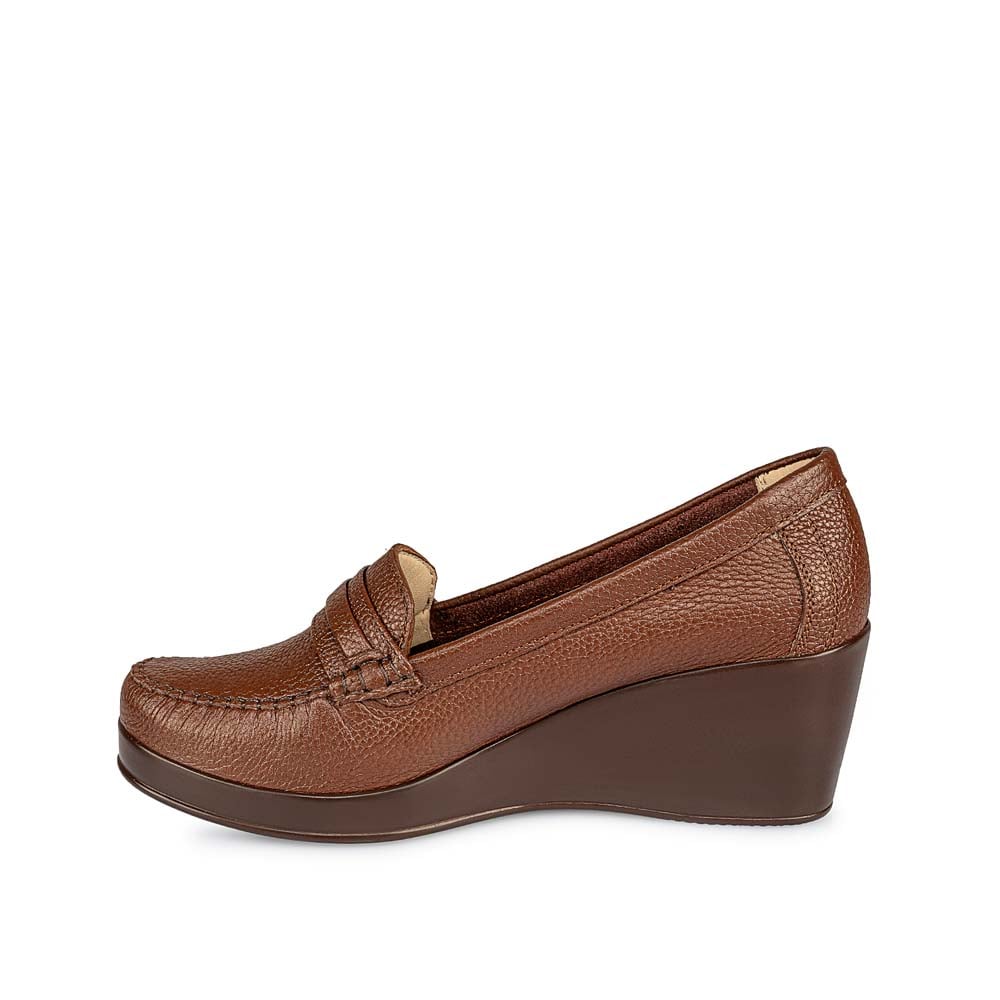 MOCASINES MUJER VIALE CUERO MARRÓN DOM-2401B CASUAL - 2