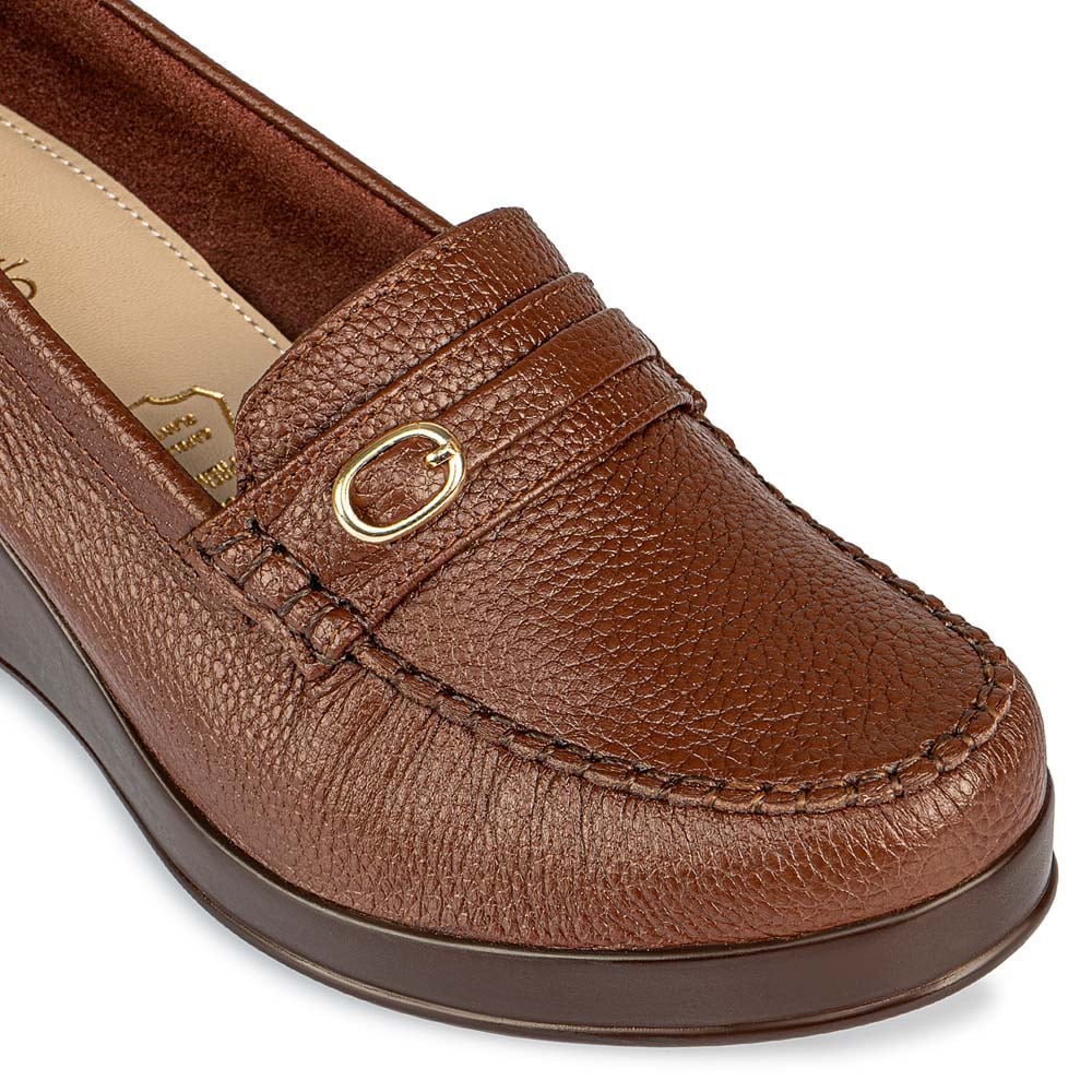 MOCASINES MUJER VIALE CUERO MARRÓN DOM-2401B CASUAL - 3