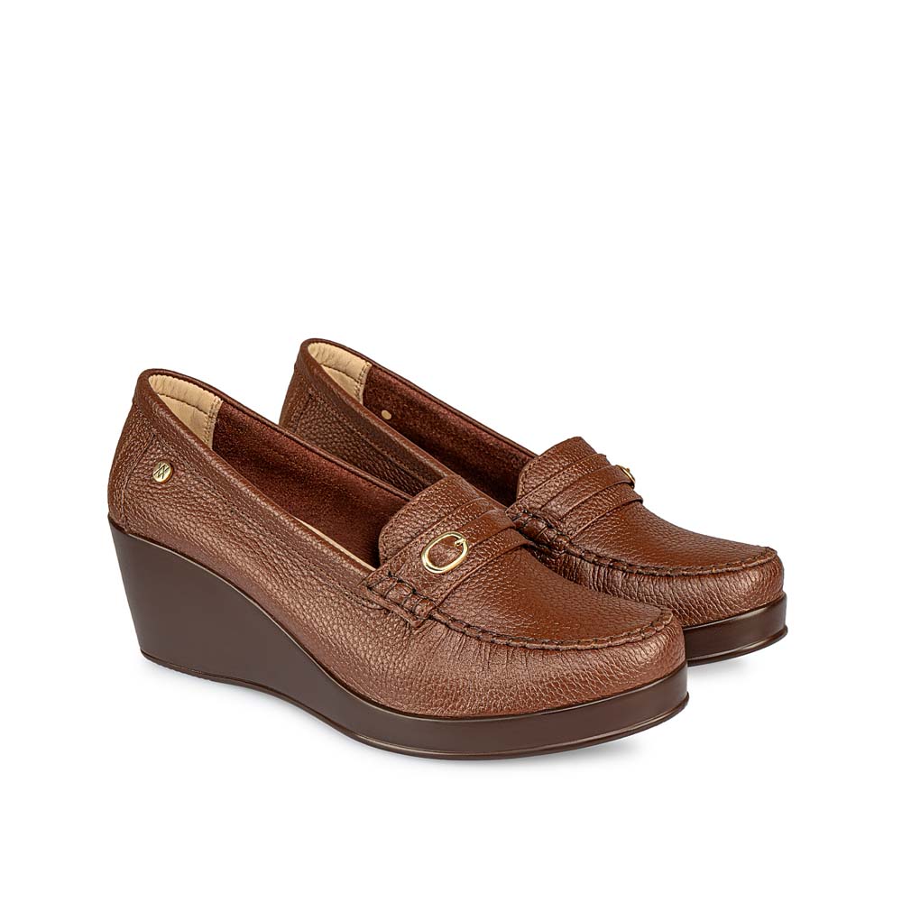 MOCASINES MUJER VIALE CUERO MARRÓN DOM-2401B CASUAL - 4