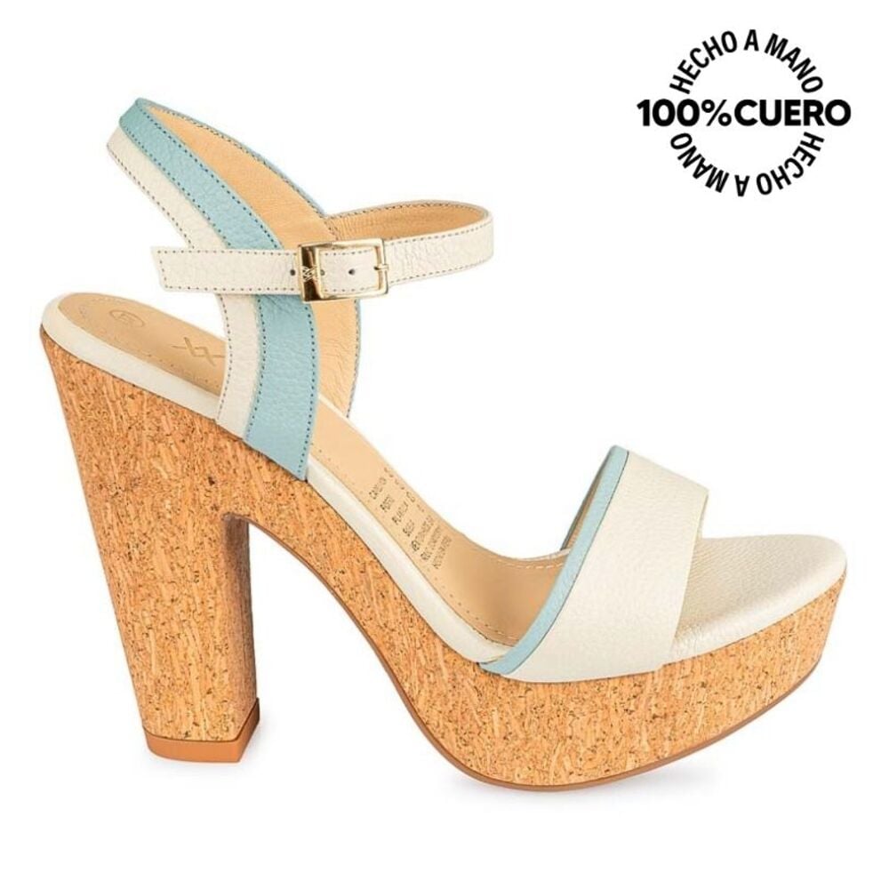 SANDALIAS MUJER VIALE CUERO HUESO SOFI-2501 D'ORSAY CASUAL - 1