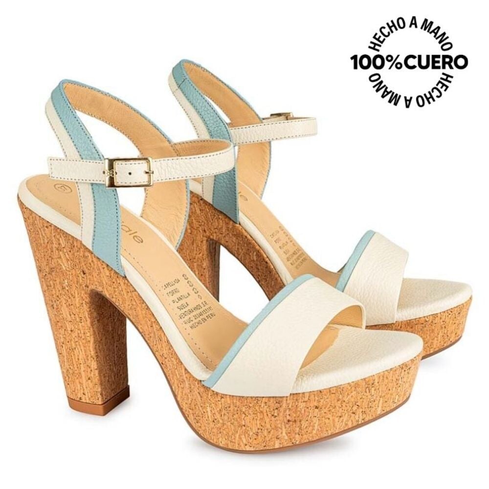 SANDALIAS MUJER VIALE CUERO HUESO SOFI-2501 D'ORSAY CASUAL - 4