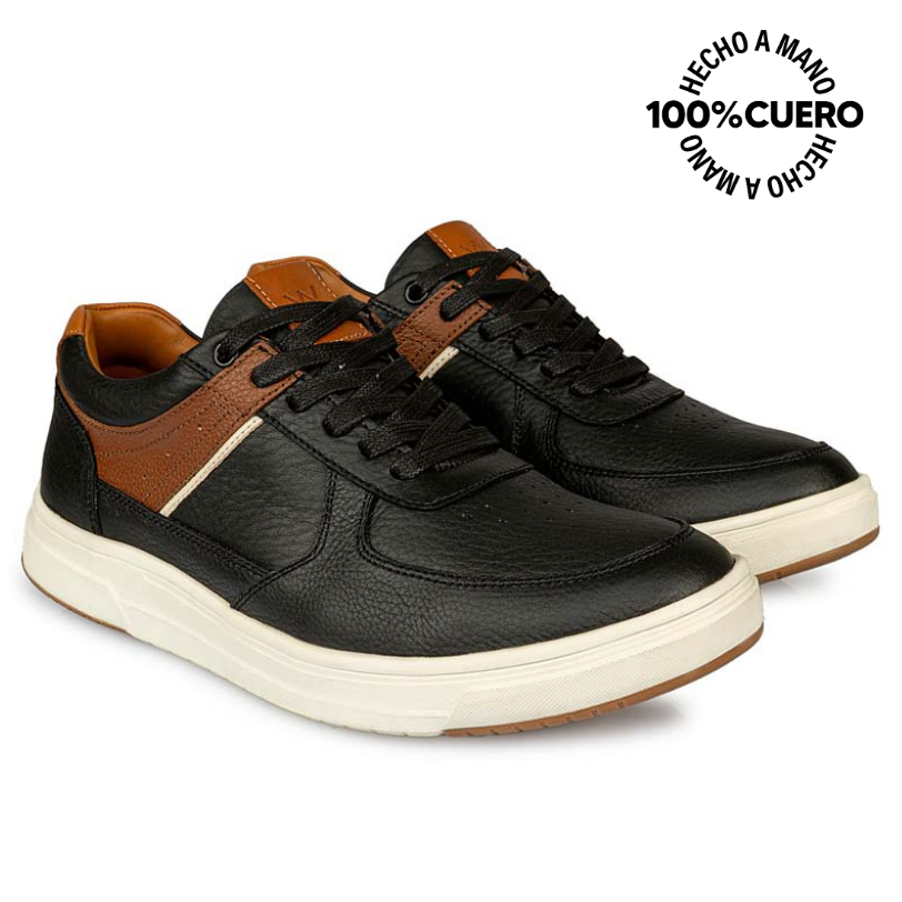 ZAPATILLA CASUAL RICARDO-2506 NEGRO VIALE HOMME CUERO - 4