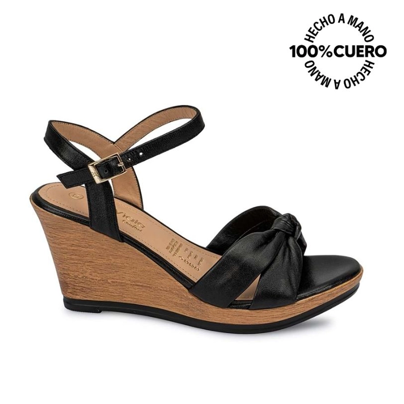 SANDALIAS MUJER VIALE CUERO NEGRO ECO-2503 D'ORSAY CASUAL - 1