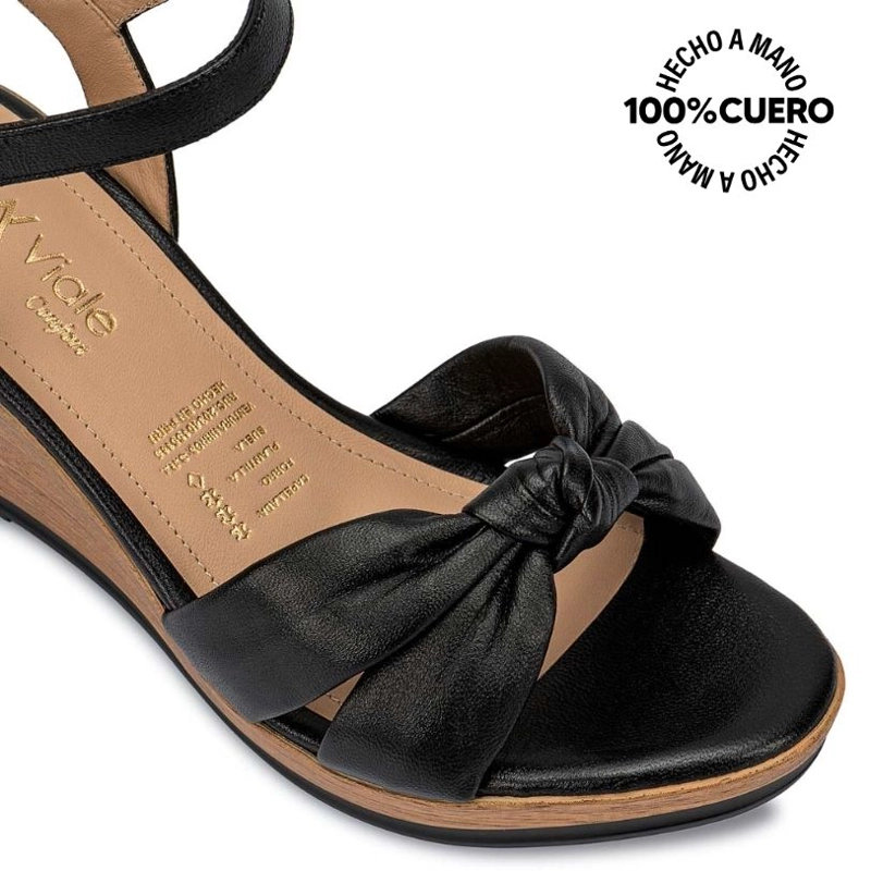 SANDALIAS MUJER VIALE CUERO NEGRO ECO-2503 D'ORSAY CASUAL - 3