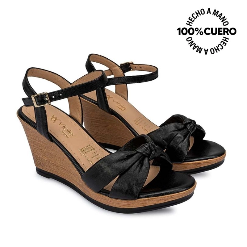 SANDALIAS MUJER VIALE CUERO NEGRO ECO-2503 D'ORSAY CASUAL - 4