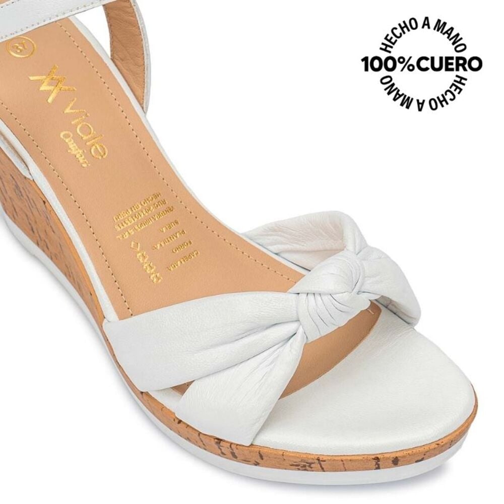 SANDALIAS MUJER VIALE CUERO BLANCO ECO-2503 D'ORSAY CASUAL - 3