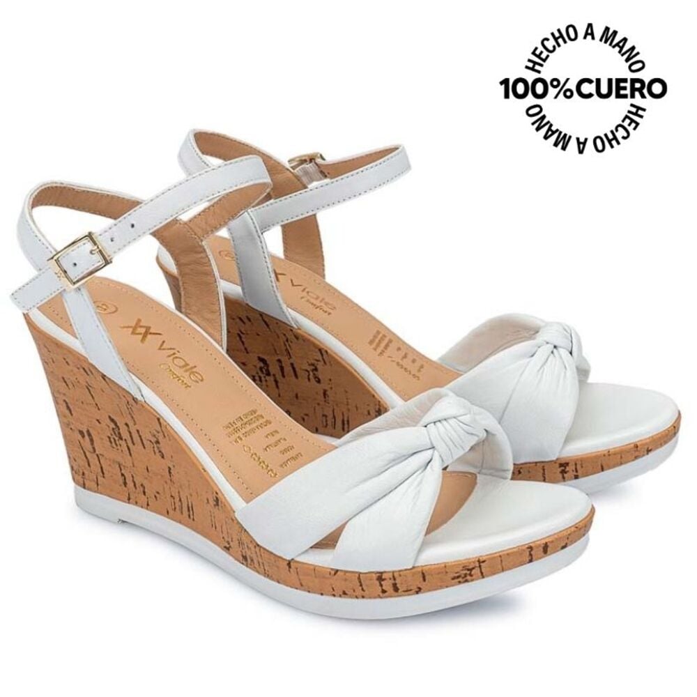 SANDALIAS MUJER VIALE CUERO BLANCO ECO-2503 D'ORSAY CASUAL - 4