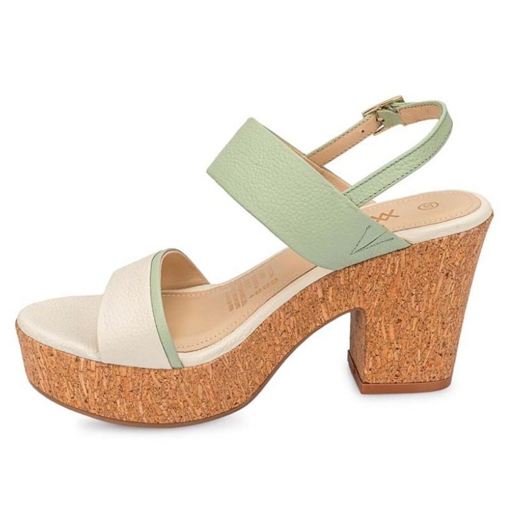 SANDALIAS MUJER VIALE CUERO VERDE STRAP CASUAL ALE-2506 MENTA/HUESO - 2