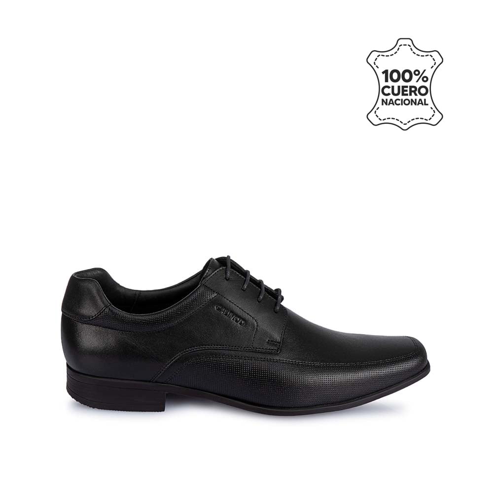 ZAPATOS CASUALES HOMBRE CALIMOD CUERO NEGRO DERBY VESTIR VEM-008 - 1