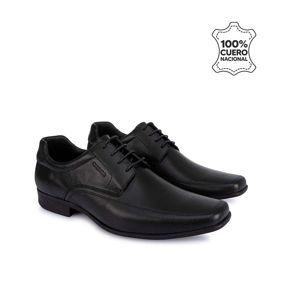 ZAPATOS CASUALES HOMBRE CALIMOD CUERO NEGRO DERBY VESTIR VEM-008 - 4